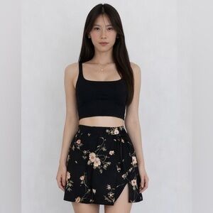 Floral Black Skirt